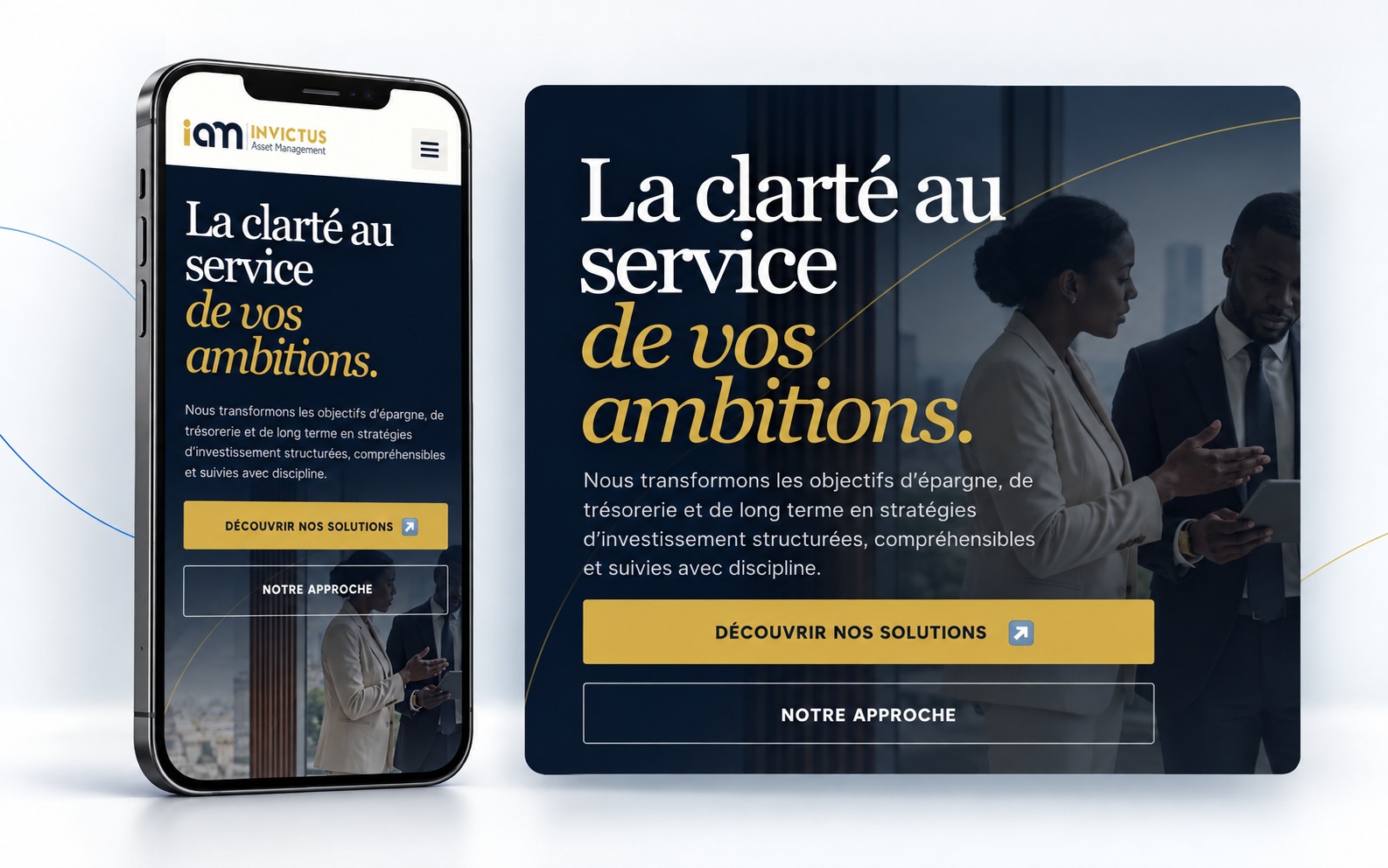 Illustration du site Invictus Asset Management à partir d’une capture mobile.